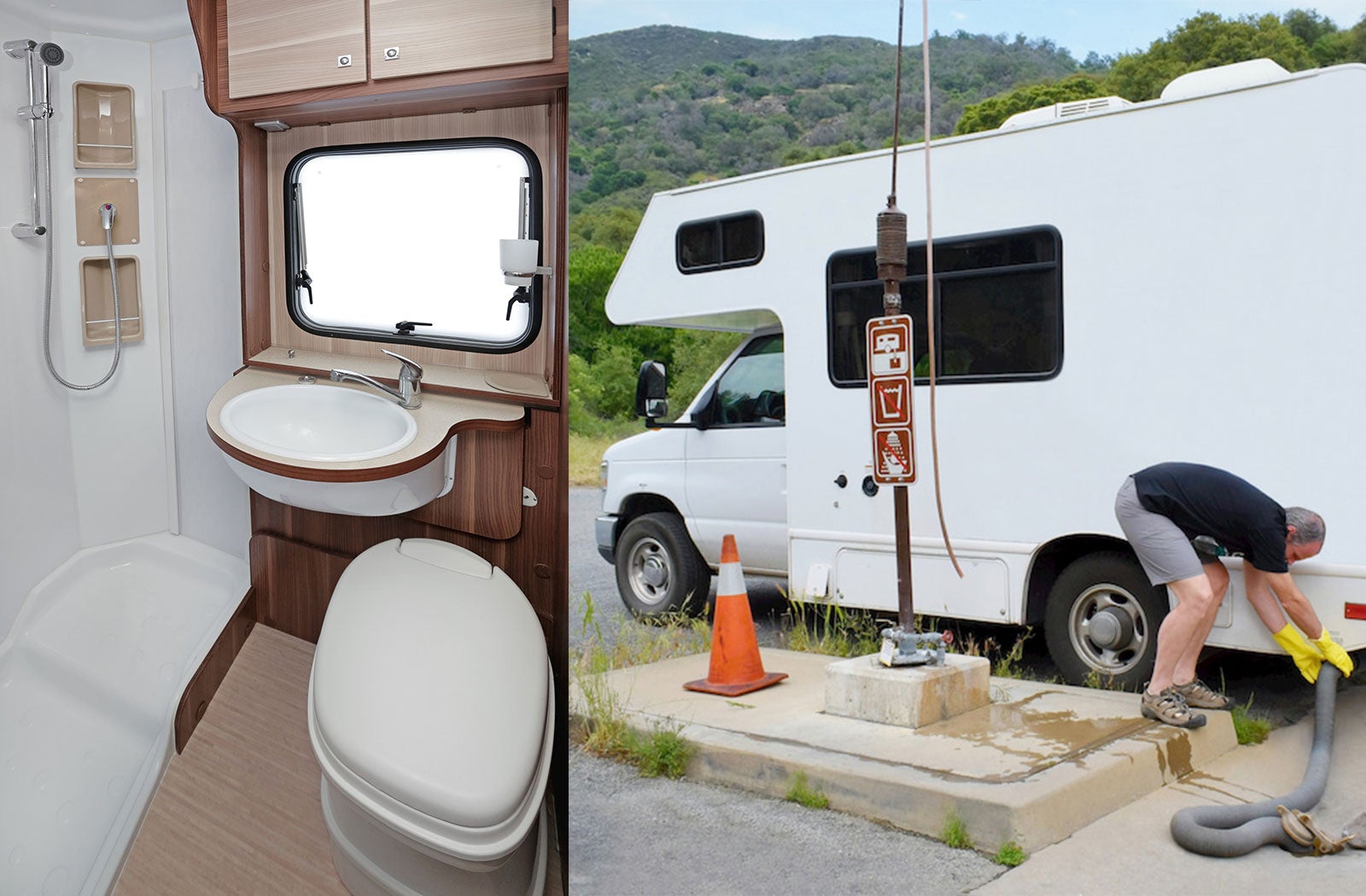 Portable RV/camper toilet and holding tank setup in Northbrook, Illinois
